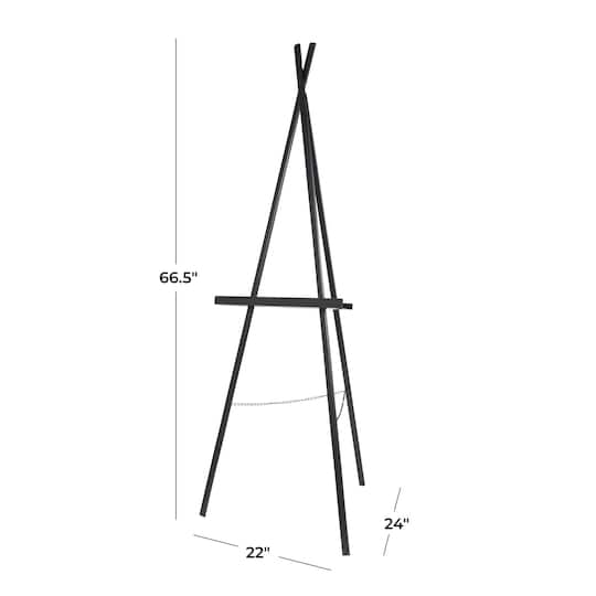 66.5" Black Metal Adjustable Minimalistic Floor Easel